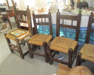 Set of SIX primitive chairs, Spanish, c. 1750
