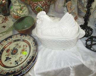 Large chicken in a basket