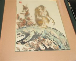 Japanese antique woodblock print of a monkey