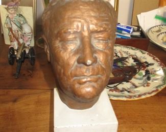 Jo Davidson bust of President Franklin Delano Roosevelt on a white marble base
