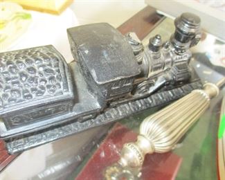 Folk art carved and ebonized train and coal car, c. 1900