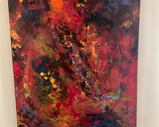 Abstract oil on canvas, unidentified artist