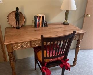Carved wood desk