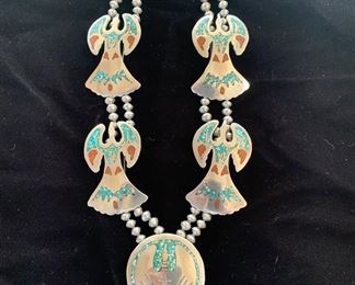 Heavy peyote bird necklace