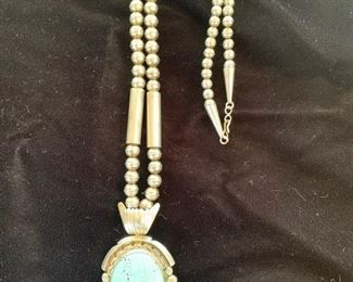 Lester Jackson sterling and turquoise pendant