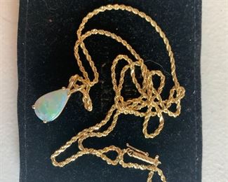 14K and Australian fire opal pendant