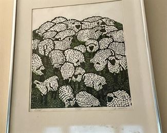 Original Jan Heath signed and numbered "Sheep."