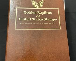 Contains 72 individual 22k gold CLAD US postage stamp replicas. 