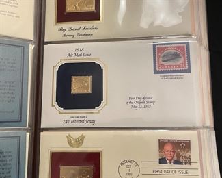 Detail of 22k gold CLAD US postage stamp replicas - 72 in total.