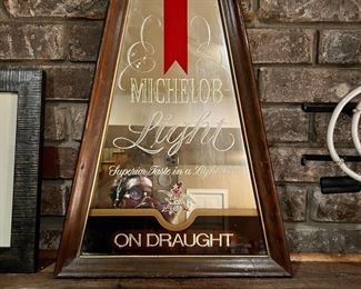 Vintage Mirror with Michelob Advertising 
