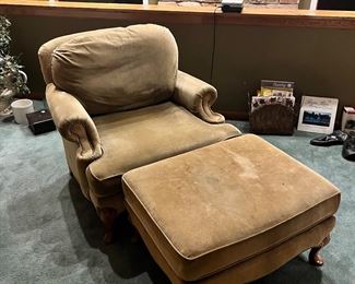 Vintage Corduroy Chair and Ottoman