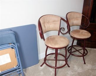 4 Tempo Industries Swivel Ultrasuede Bar Stools, Card Table with 4 Chairs