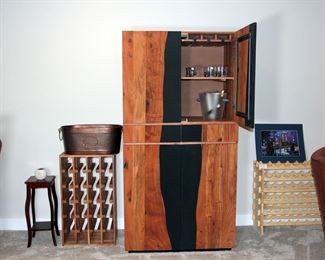 Wine Enthusiast Liquor Cabinet with Built in Wine Cooler
