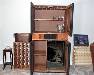Wine Enthusiast Liquor Cabinet with Built in Wine Cooler