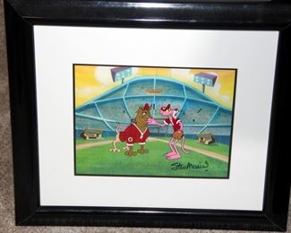 Pink Panther Cel Print Signed by Stan Musial