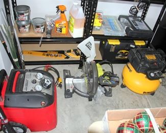 Air Scout Compressor, Ryobi Miter Saw, Dewalt Miter Saw