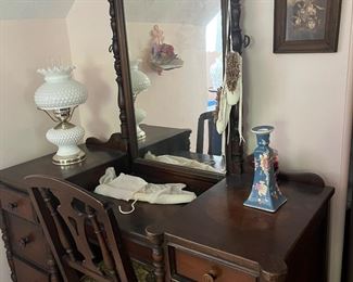Vintage Vanity w/Chair and Mirror