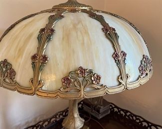 1920’s 8 Panel Slag/Bent Glass Lamp
