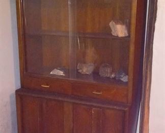 MCM vintage china cabinet with sliding glass doors