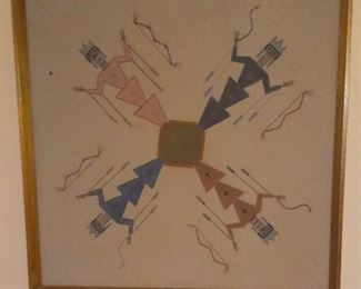 Sand painting signed on back