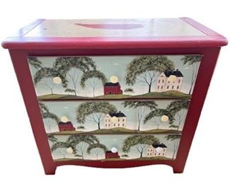 Lot 002   1 Bid(s)
Hand Painted Three Drawer Chest