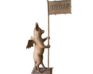 Lot 023   1 Bid(s)
Cast Iron Flying Pig Welcome Figurine