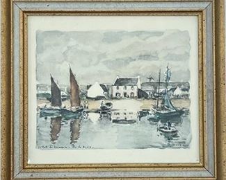 Lot 096   0 Bid(s)
Locmaria ill de Groix Watercolor, Signed