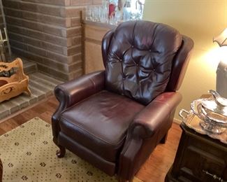 Leather club chair recliner