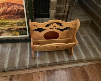 Handmade wood magazine holder