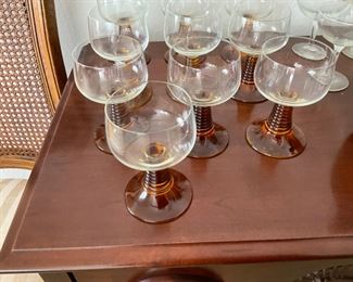 Amber footed wine glasses