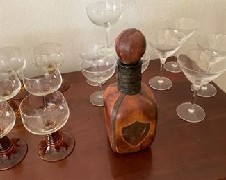 Leather covered decanter