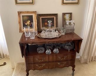 Barware on server, server by Thomasville