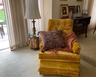 Gold crushed velvet chair
