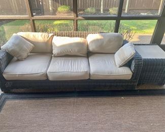 Outdoor Wicker Sofa / End Table