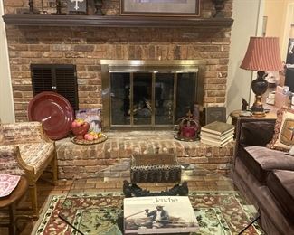 Lovely rug; glass top coffee table