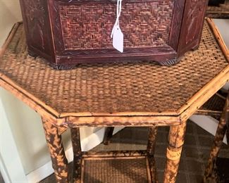 Octagon English bamboo side table/plant stand