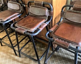 Unique leather and metal barstools