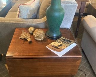 Another end table and green lamp