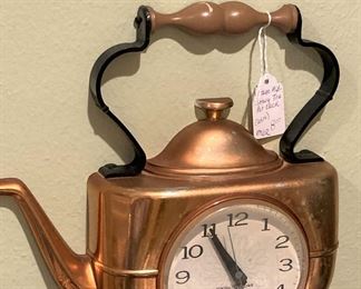 Copper tea kettle clock