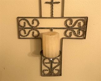 Wall cross candleholder