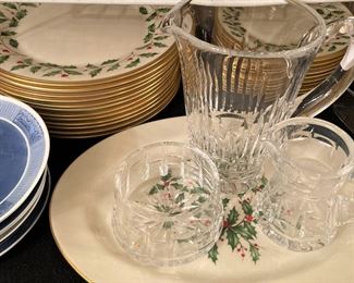 Spode Christmas plates; blue & white Royal Copenhagen plates collector plates