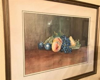 Framed and matted still-life art