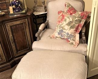 Armchair and matching ottoman