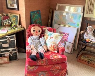 Upstairs room  .  .  .  filled with vintage toys, dolls, games, and puzzles