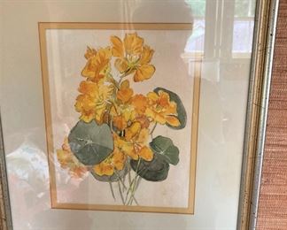 Framed and matted watercolor