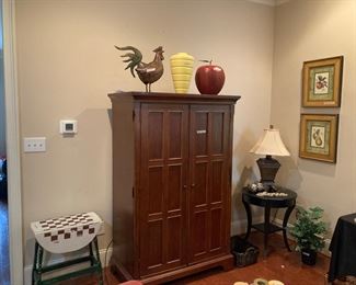 Entertainment center, drop-leaf checker table