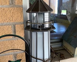 Stained glass lighthouse lamp 