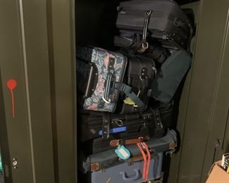 Luggage, metal cabinet 