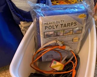 Tarps, extension cords