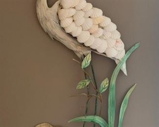 Metal heron wall art